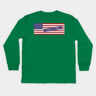 Washington DC State in American Flag Kids Long Sleeve T-Shirt